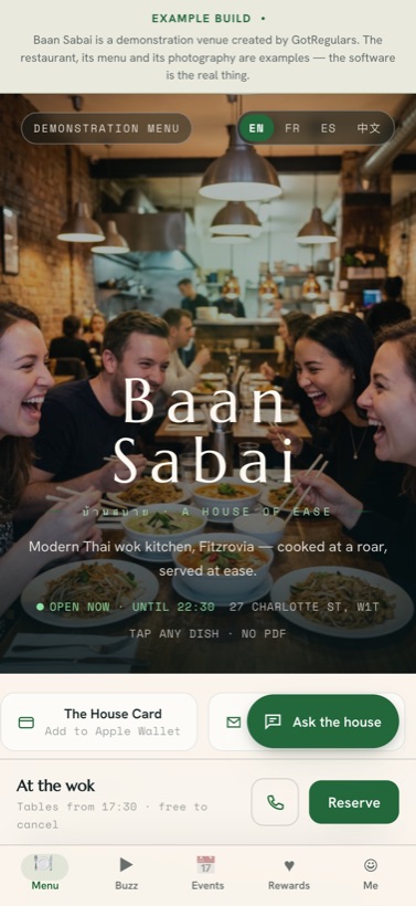 Baan Sabai — example menu preview