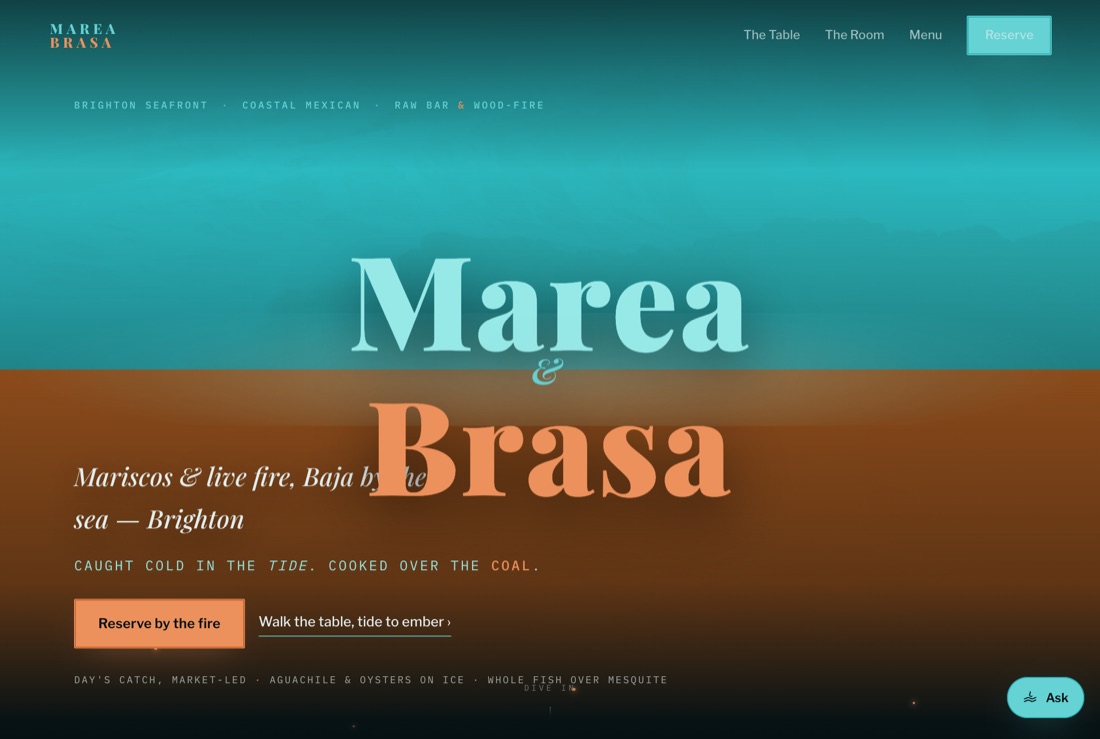Marea & Brasa — example website preview