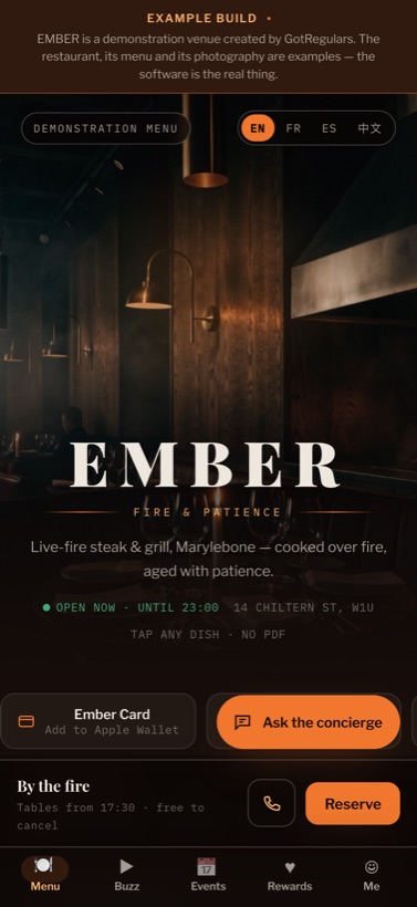 EMBER — example menu preview