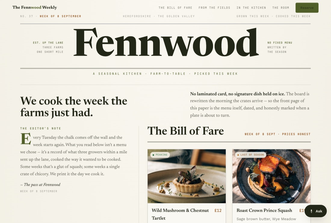 Fennwood — example website preview