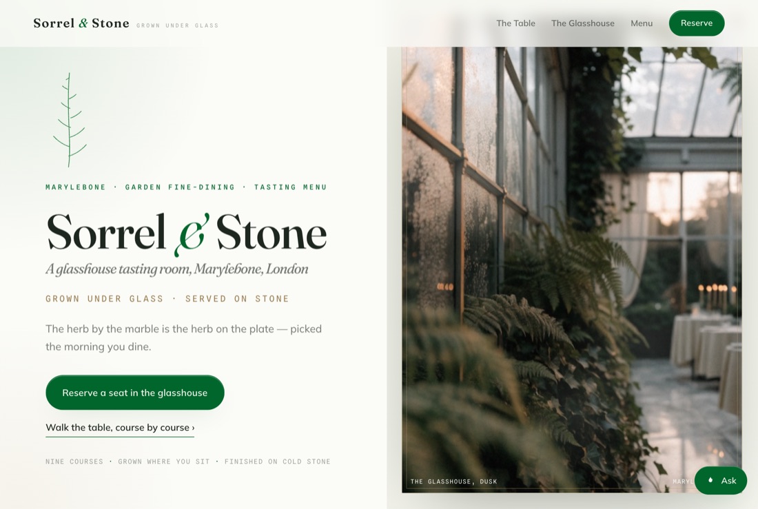 Sorrel & Stone — example website preview